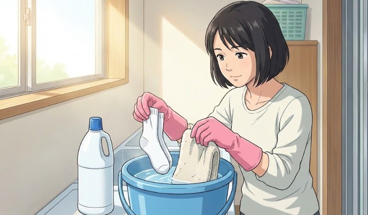 靴下やマットは塩素系漂白剤で消毒