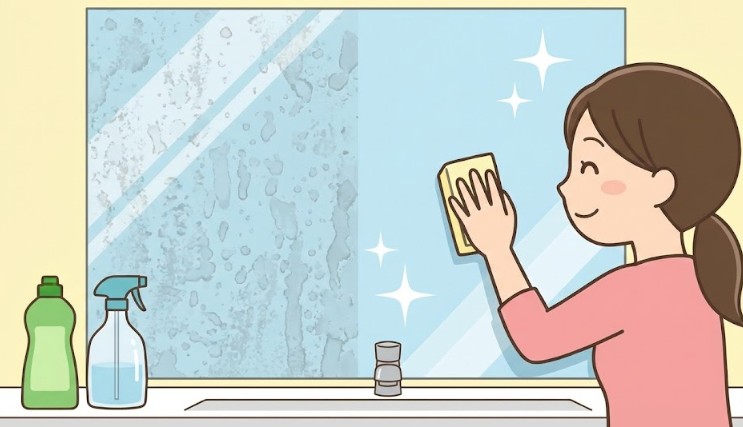 お風呂の鏡や水垢には重ねて使う裏技が有効