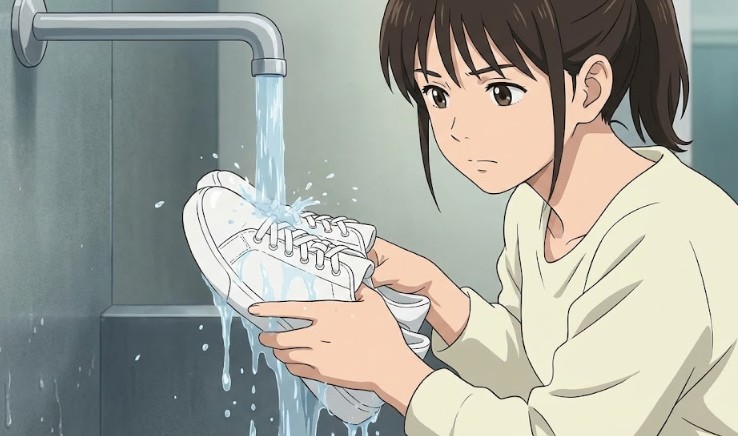 白いスニーカーの黄ばみはすすぎ残しを防ぐ