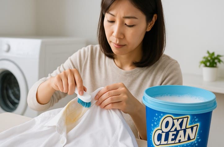 ワイシャツの時間がたった黄ばみにオキシクリーン