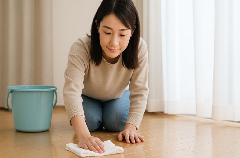 床のベタベタは何で拭く？