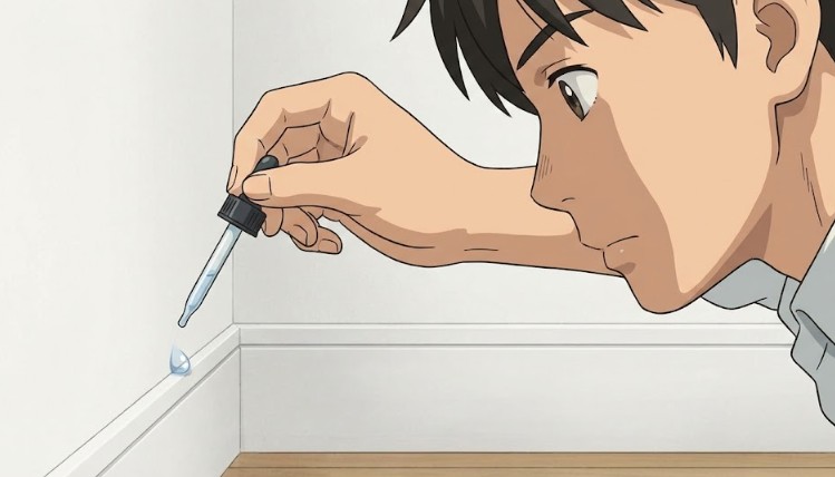 ビニールクロスへの適性を判別する水滴テスト