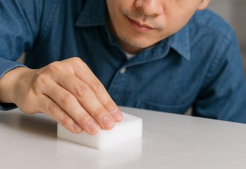 メラミンスポンジで優しく研磨する方法
