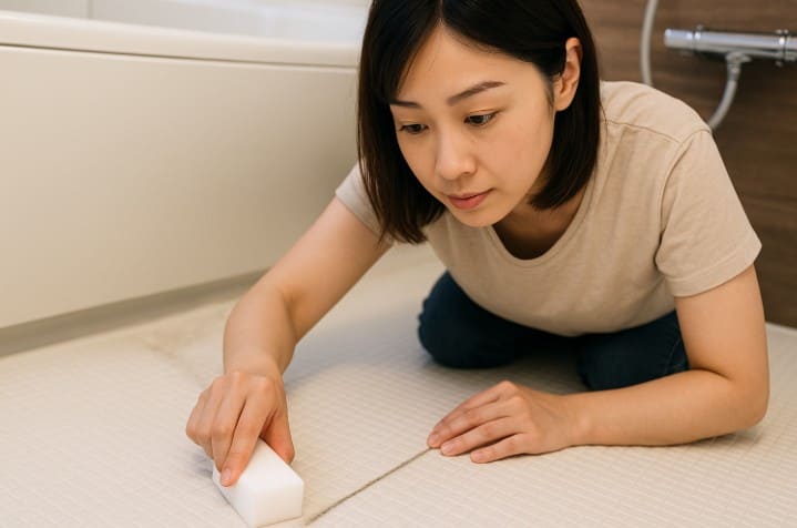 風呂場の床の黒ずみはメラミンスポンジで取れる?