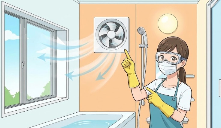 塩素ガス発生を防ぐための換気と防護具の徹底