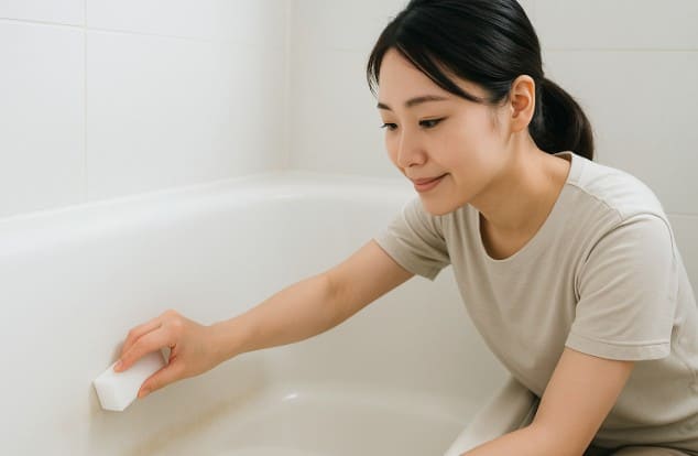 浴槽の黒ずみはメラミンスポンジで取れる？
