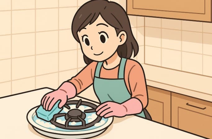 つけおきで五徳もピカピカに