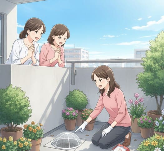 ベランダ溝のゴミストップで近隣へ配慮
