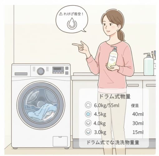 ドラム式洗濯機での使用量のポイント