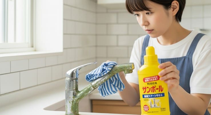 蛇口の緑青にサンポールは使える？