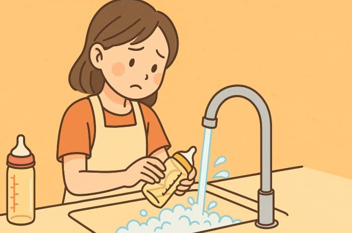 哺乳瓶は水洗いだけで大丈夫？