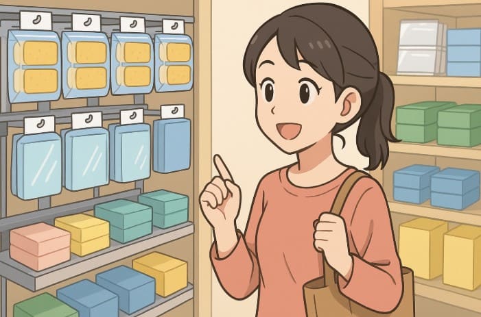 セリア洗剤付きスポンジ 売り場情報