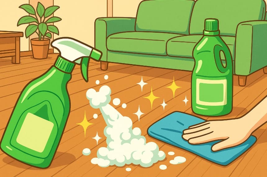 リビングや床は緑の魔女・ウタマロ