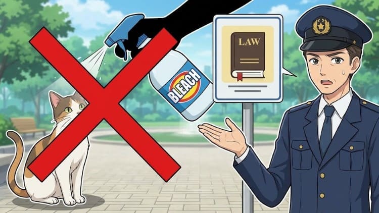 キッチンハイター散布は動物愛護法違反の恐れ