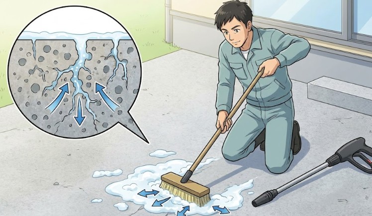 コンクリートや外壁の尿臭除去法