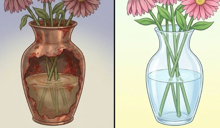 金属製の花瓶は錆びるため避ける