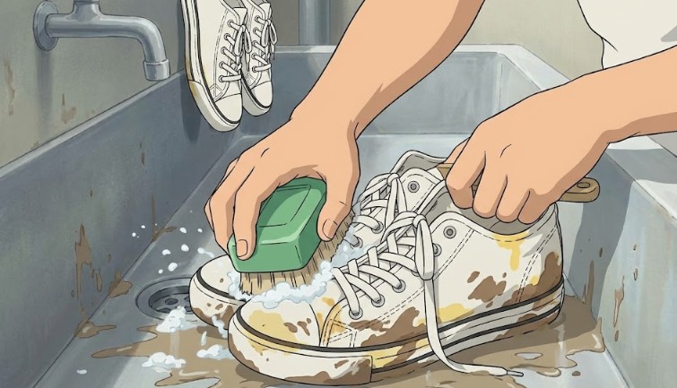 キャンバス地の泥汚れと黄ばみ対策